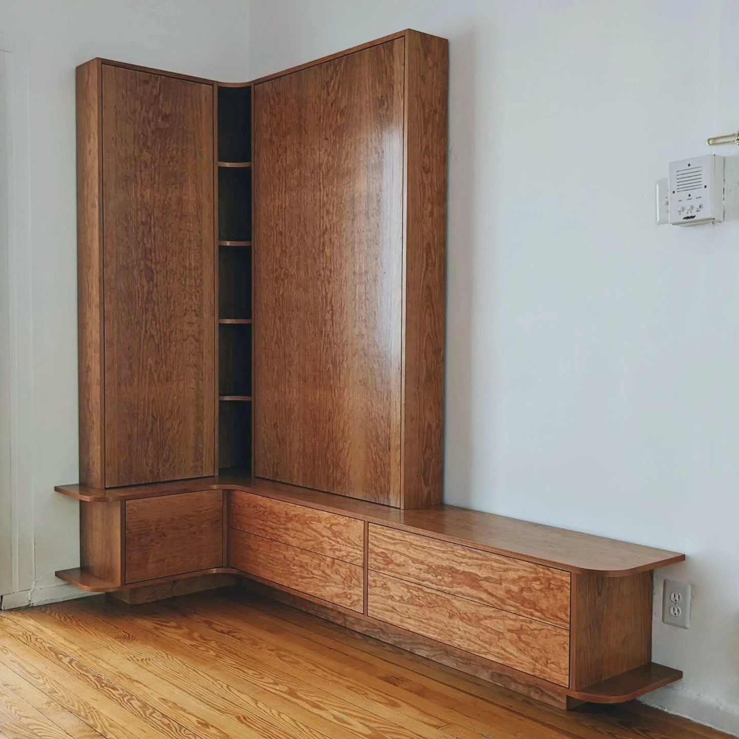 Cherry entryway bench and storage